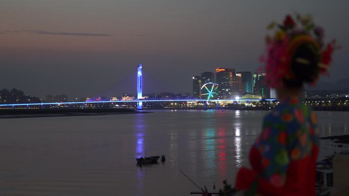 泉州浔埔女人看晋江大桥东海泰禾风景蟳蜅村