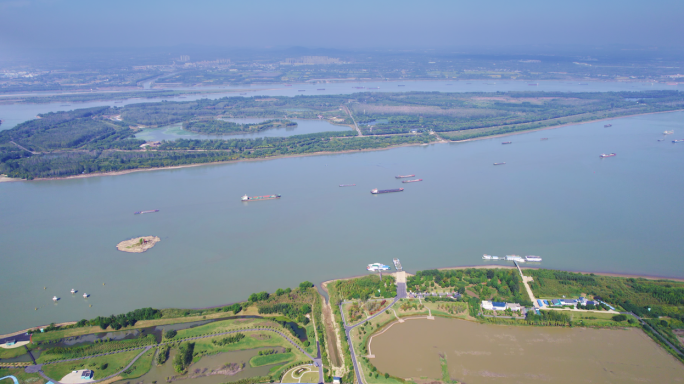 南京新济州岛湿地公园航拍素材