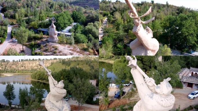 陕西省榆林市红石峡吹唢呐雕塑
