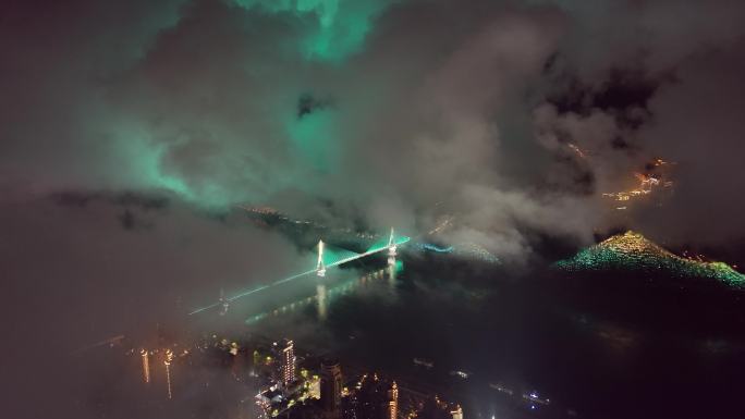 宜昌雨夜夜景航拍4K