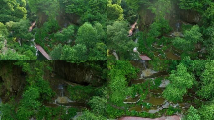 双龙湾深山水潭航拍大自然旅游景区水潭