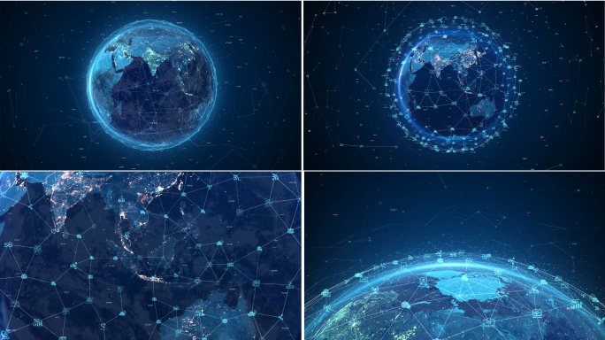 高端科技点线地球特效4款AE模板