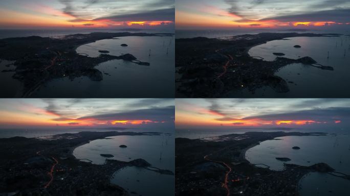 4K莆田南日岛落日晚霞夜景航拍