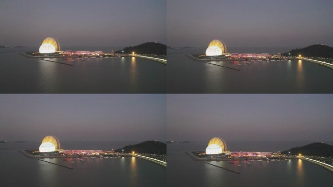 珠海大剧院夜景航拍视频