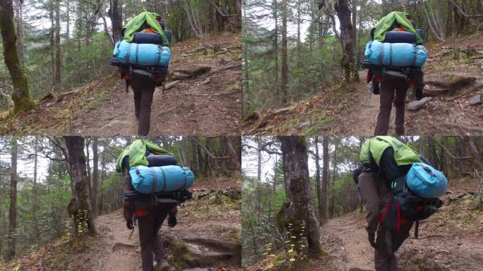 冲锋衣 男子徒步旅行 背包旅行 背包睡袋