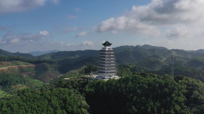 航拍广西高峰森林公园高峰塔