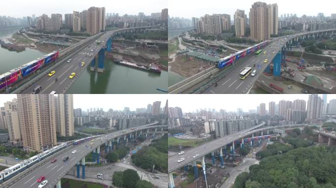 4k 重庆 嘉陵江大桥 轻轨