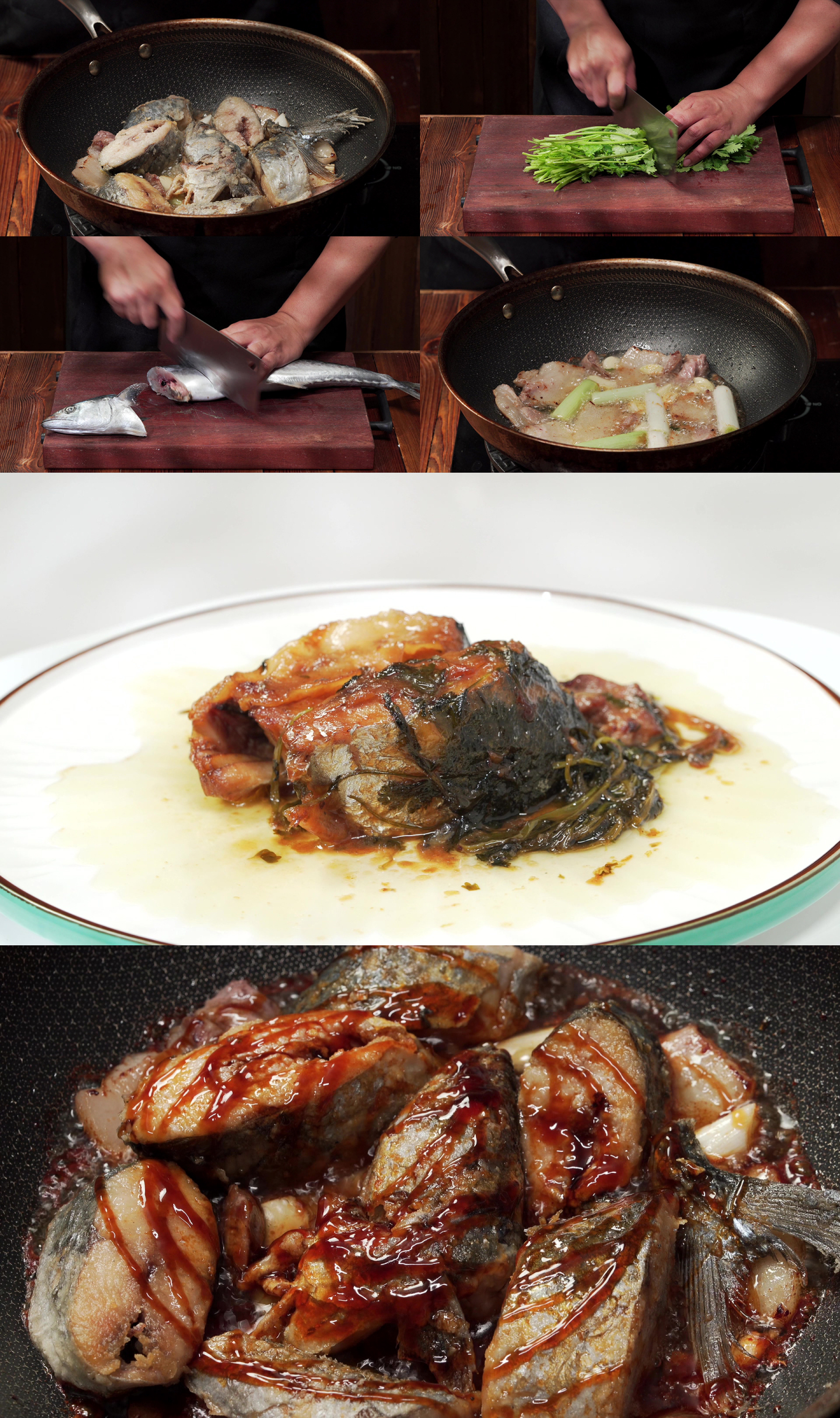 特色家常菜葱烧燕鲅鱼烹饪过程