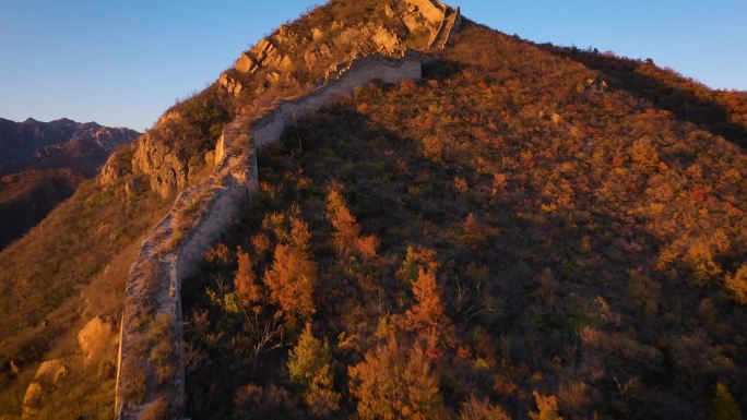 航拍秋日北京怀柔黄花城水长城