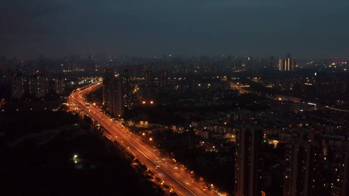 城市航拍夜景4k