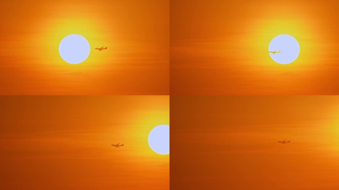 飞机穿越太阳/片头/日出/天空/穿日而过