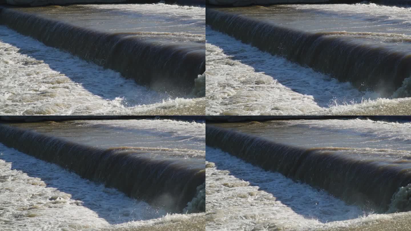 升格河流湍急流水自然风光逆光空镜