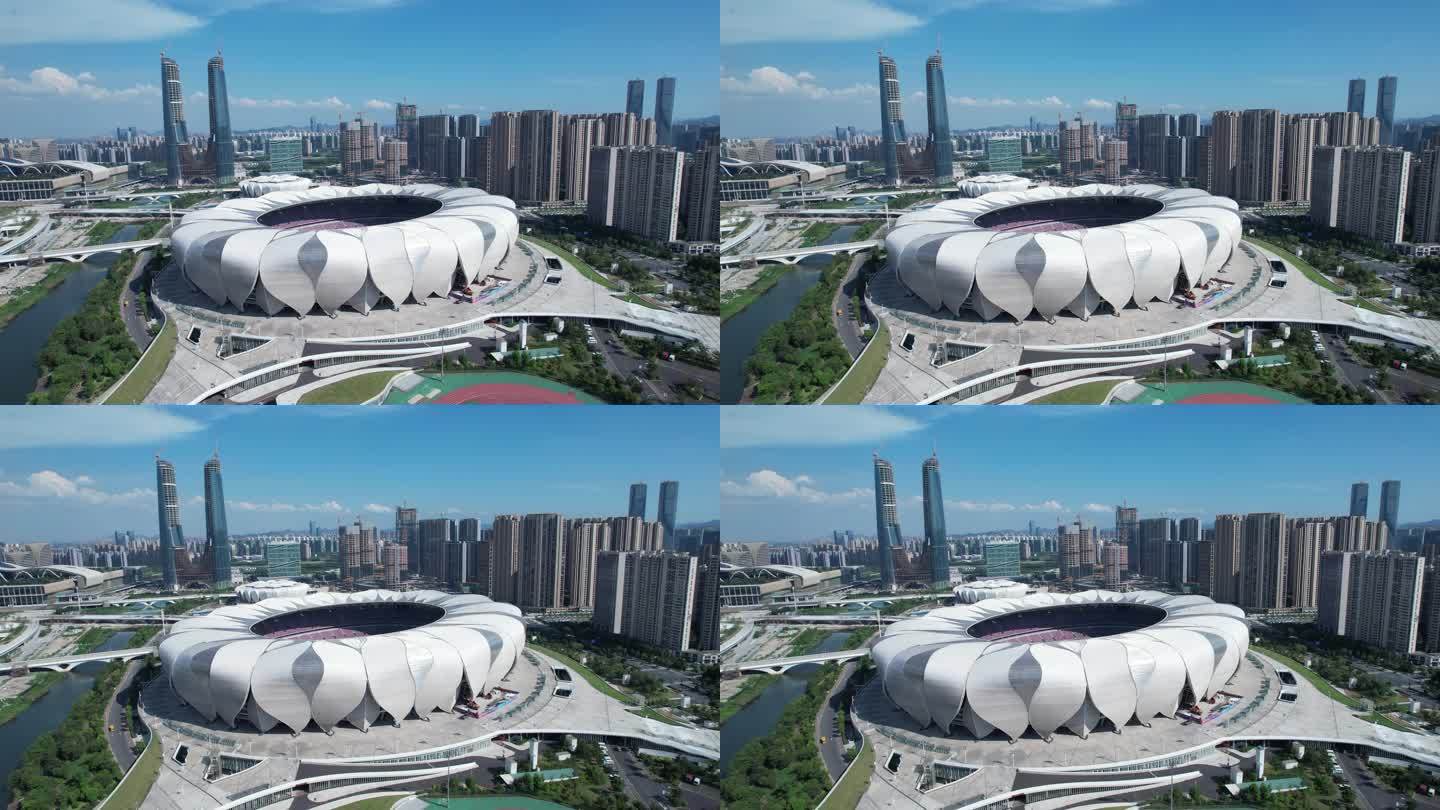 航拍杭州奥体博览城主体育场