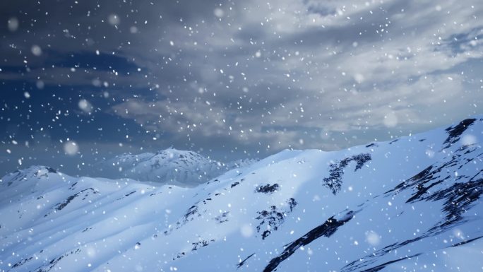 下雪飘雪雪山冰山