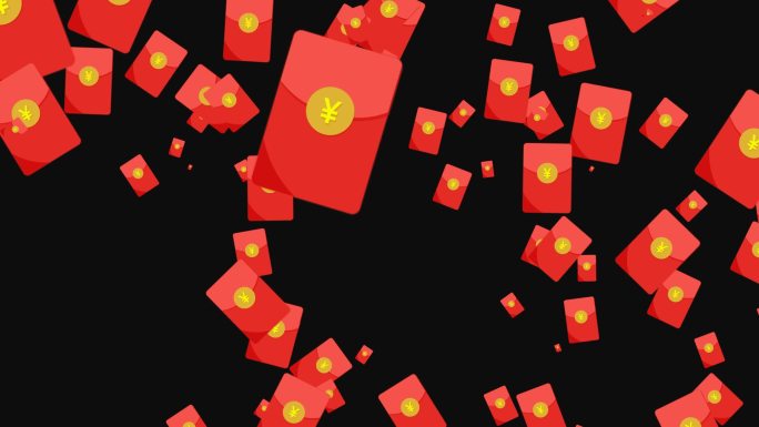 原创中国红喜庆红包雨粒子飘落视频AE模板