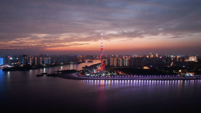 临沂城市夜景4k航拍