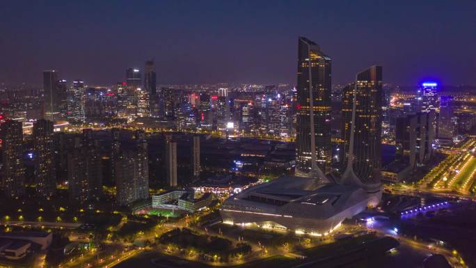 4K 南京河西cbd夜景延时 灯火辉煌