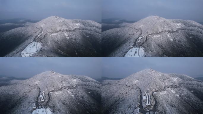 苏州缥缈峰山脉大雪航拍4K素材