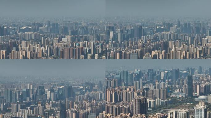 成都城市天际线长焦航拍视频4K御三
