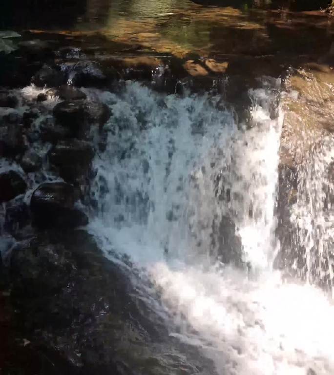 竖屏小溪山间河水泉水急流小瀑布素材