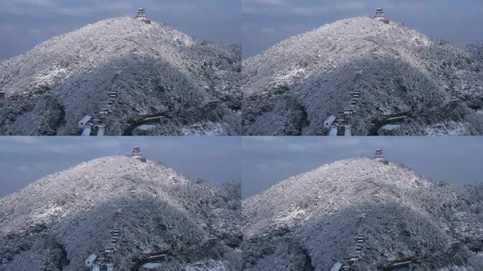 苏州缥缈峰山脉大雪航拍4K素材