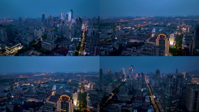 南京城市夜景航拍