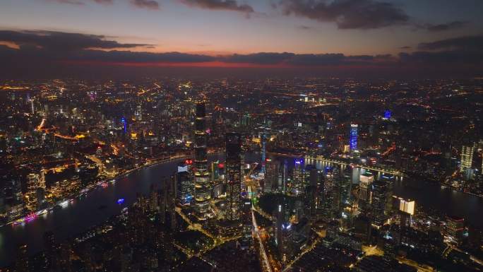 上海陆家嘴夜景航拍