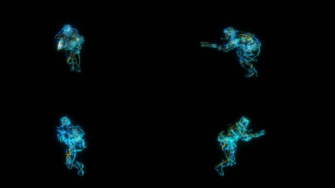 朋克风全息野战士兵进击动画通道素材