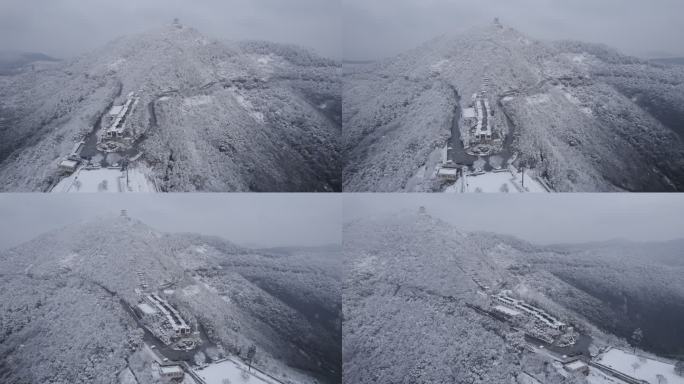 苏州缥缈峰山脉大雪航拍4K素材