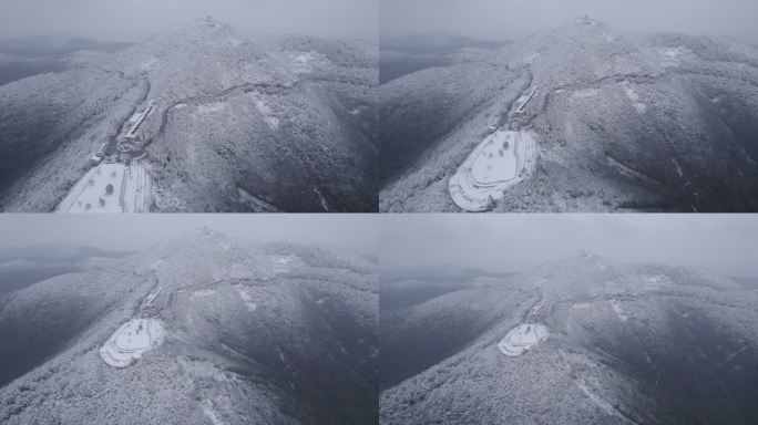 苏州缥缈峰山脉大雪航拍4K素材