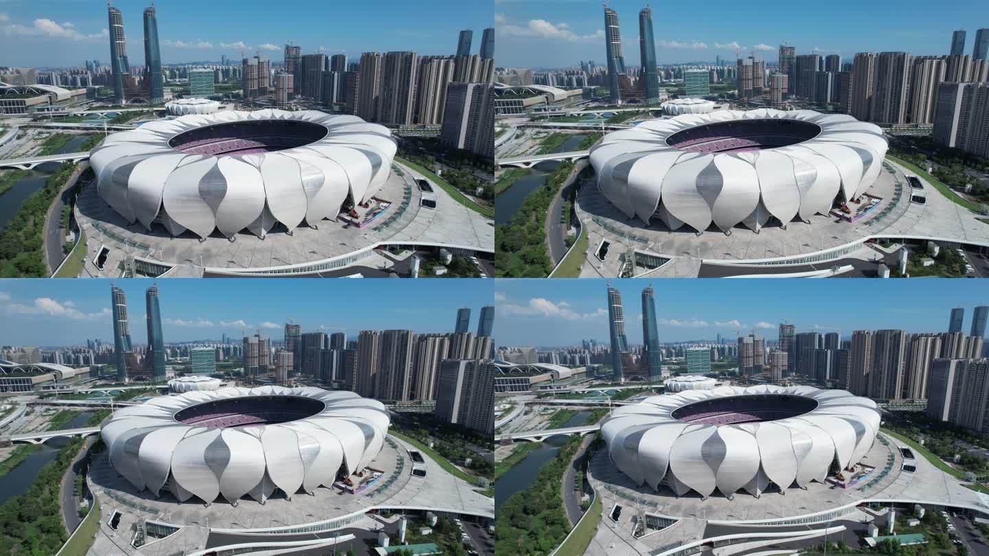 航拍杭州奥体博览城主体育场