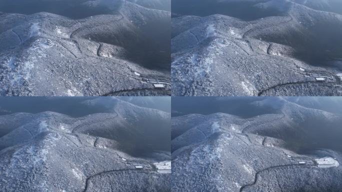 苏州缥缈峰山脉大雪航拍4K素材