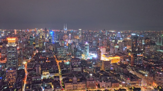 上海航拍内透夜景