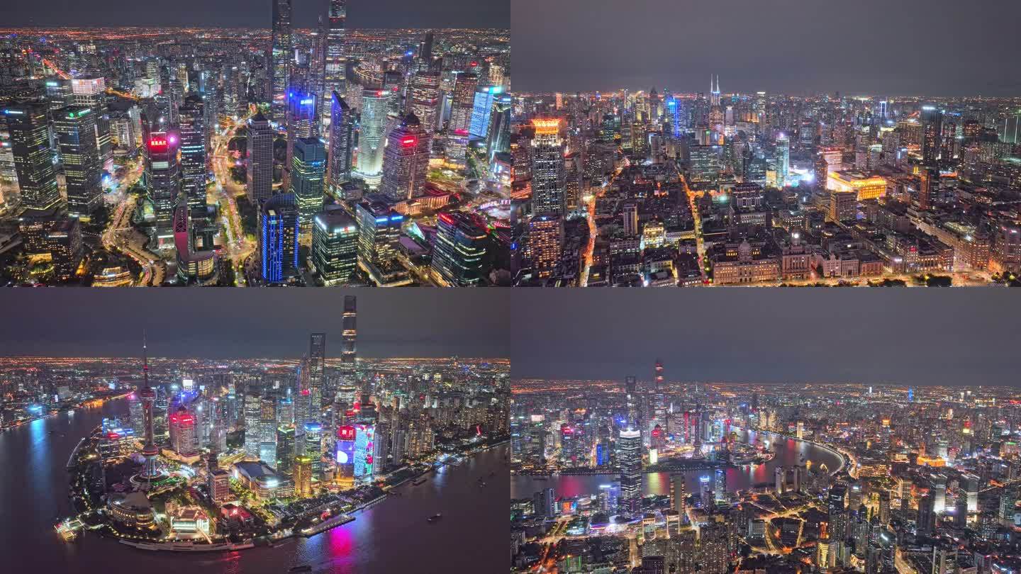 上海航拍内透夜景