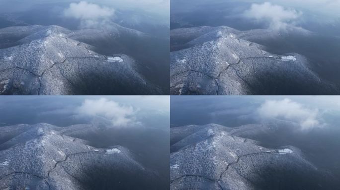 苏州缥缈峰山脉大雪航拍4K素材