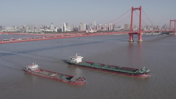【原创】鹦鹉洲长江大桥与长江船