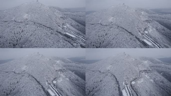 苏州缥缈峰山脉大雪航拍4K素材