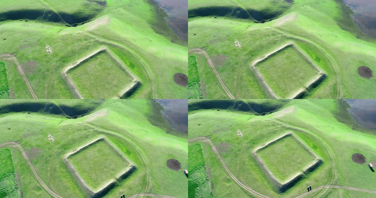 航拍内蒙古根河畔的金界壕遗址