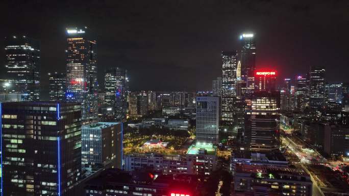 深圳南山区高新产业园夜景航拍