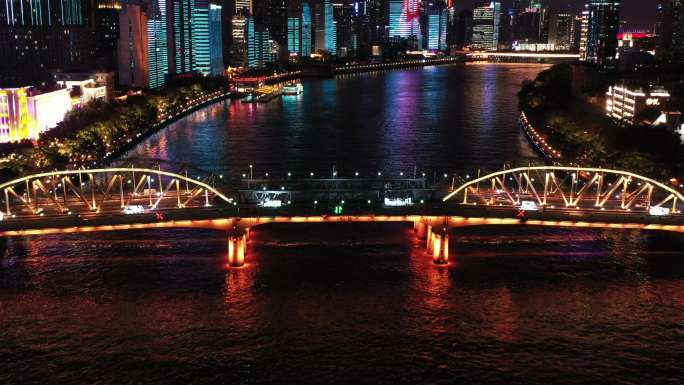 广州海珠大桥航拍夜景