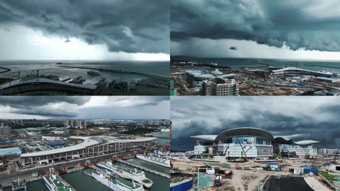 震撼灾难画面,台风来临，海口港口