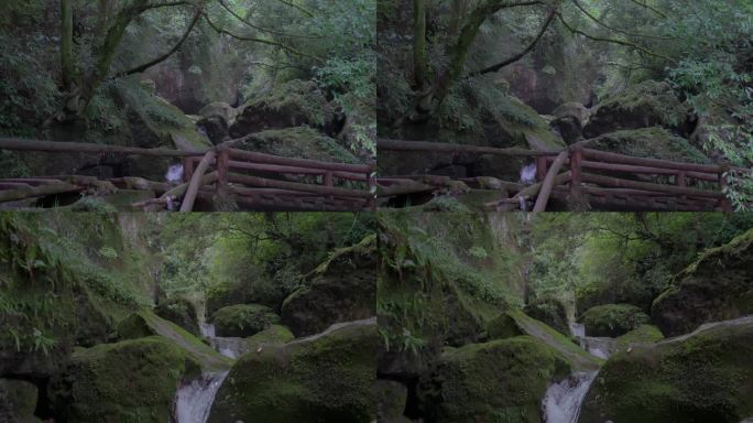 夏季山沟里水流流淌清凉环境