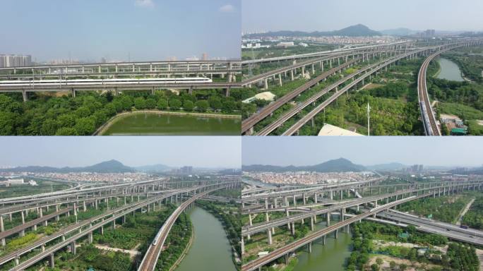 4K航拍广珠城际铁路动车运行
