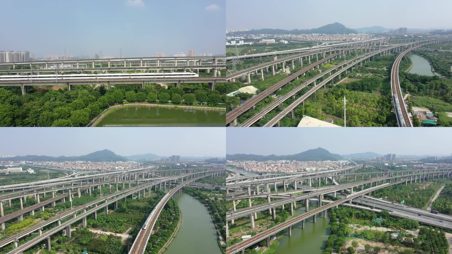 4K航拍广珠城际铁路动车运行