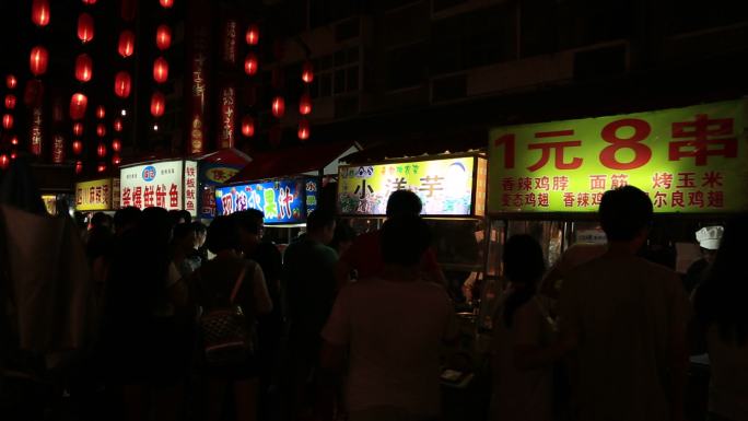 夜市小吃人流商贩