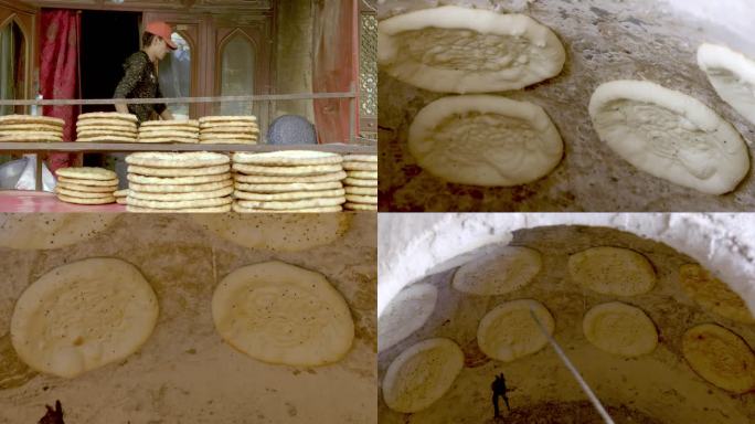 新疆商贩烤馕制作现代烤炉