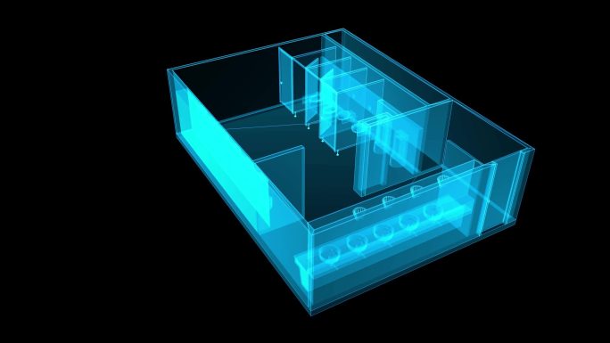 全息线框公共厕所三维带通道