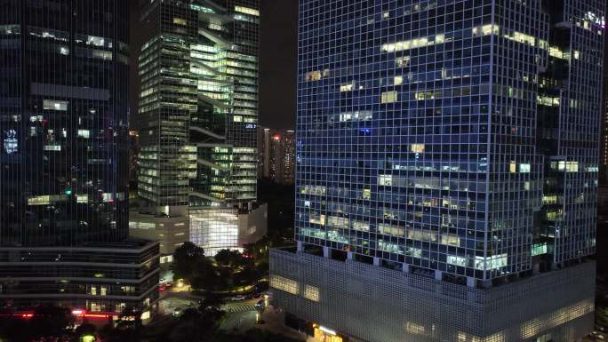 深圳南山区百度国际大厦夜景航拍