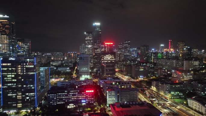 深圳南山区高新产业园夜景航拍