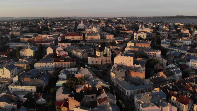 国外乌克兰城镇欧洲风格航拍